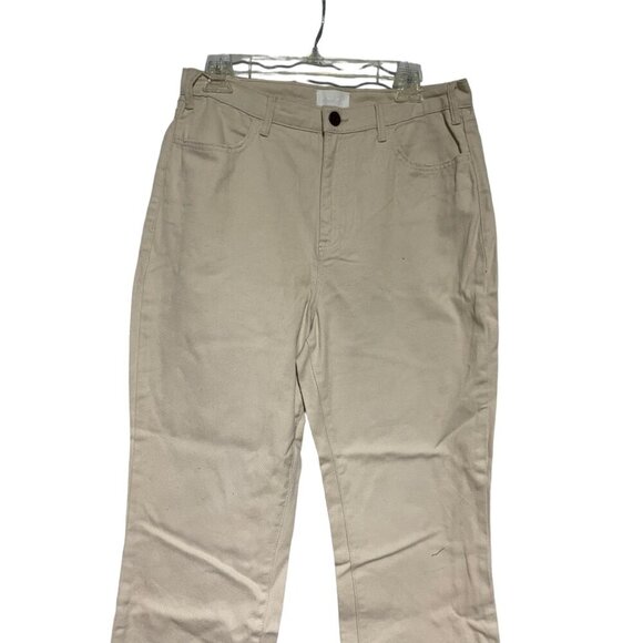 Ivory Womens Beige Cotton Blend Straight-Leg Pants Size m - Picture 2 of 5